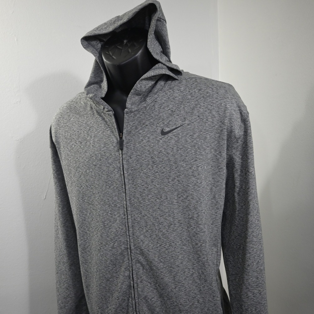 Nike Full Zip Hoodie Mens Large Standard Fit Gray Dri-Fit Activewear Jacket